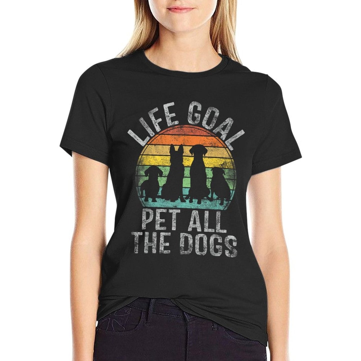 Life Goal Pet All The Dogs Shirt For Women Kids Funny Dog T-Shirt